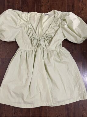 Abercrombie & Fitch Light Mint Puff-Sleeve Tie-Front Kids Dress